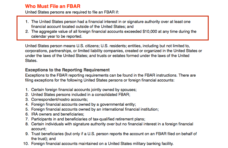 Who Must File an FBAR