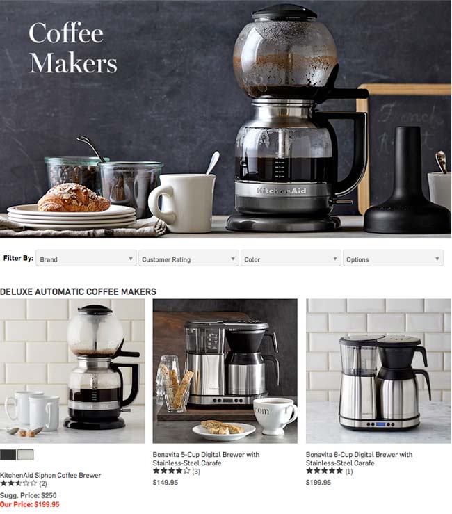 Williams-Sonoma のオシャレなコーヒーメーカー一覧