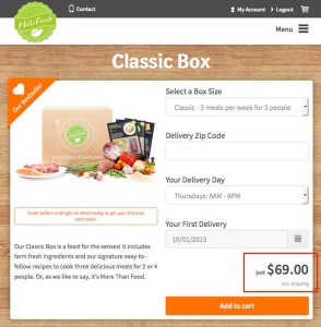 HelloFresh meal price for 2 people