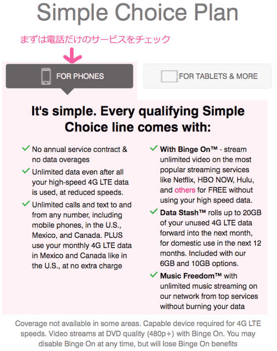 T-MobileのSimple choice plan
