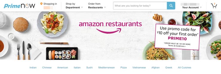 Amazon Restaurantで近くのレストランからデリバリーが可能に！