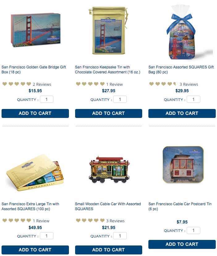 Ghirardelli（ギラデリ）オンラインショップサンフランシスコ限定版キャプチャー画面