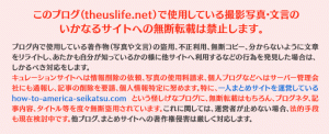 このブログで使用している著作物の無断使用は禁止します。（著作権侵害についての警告と注意書き）