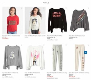 GAP スターウォーズ女の子用の子供服 画面キャプチャー